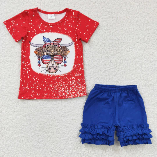 4th of July patriotic toddler shorts set