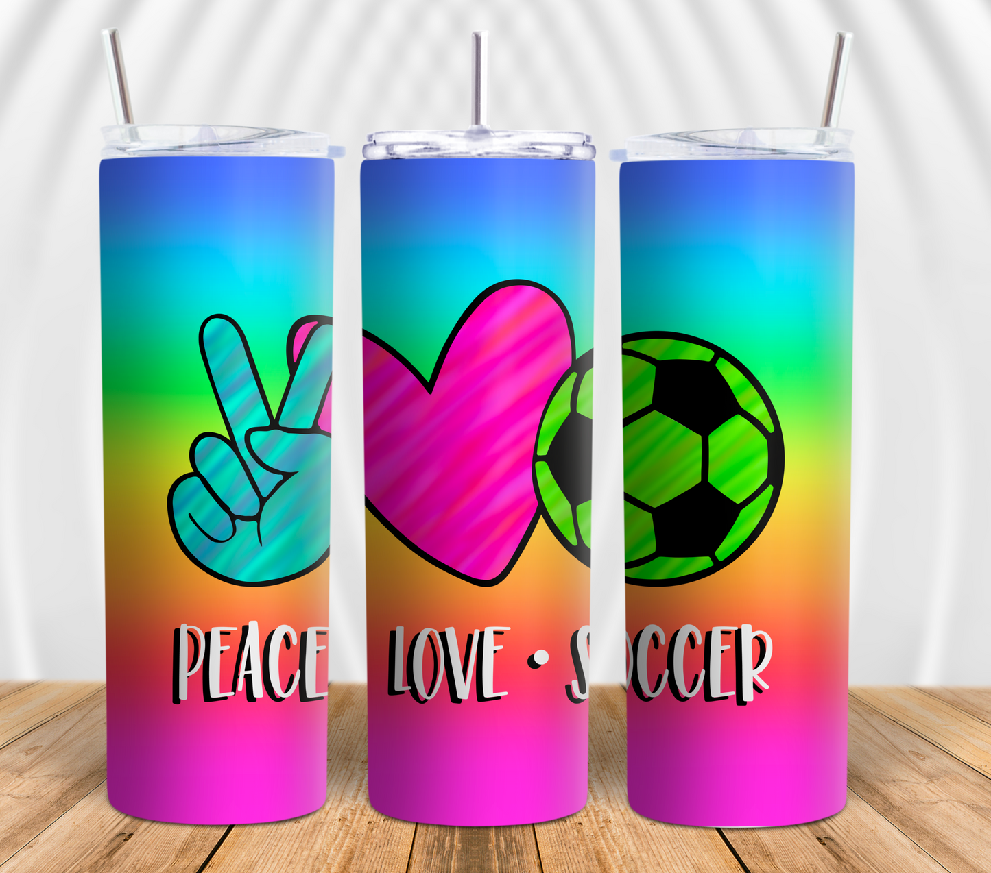 Neon Peace Love and Soccer
