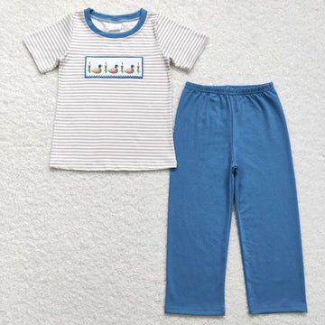 short sleeve duck embroidery boy outfit