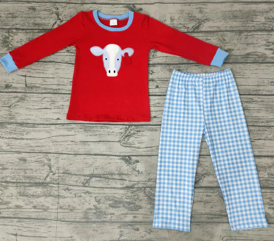 Cow embroidery boy winter set