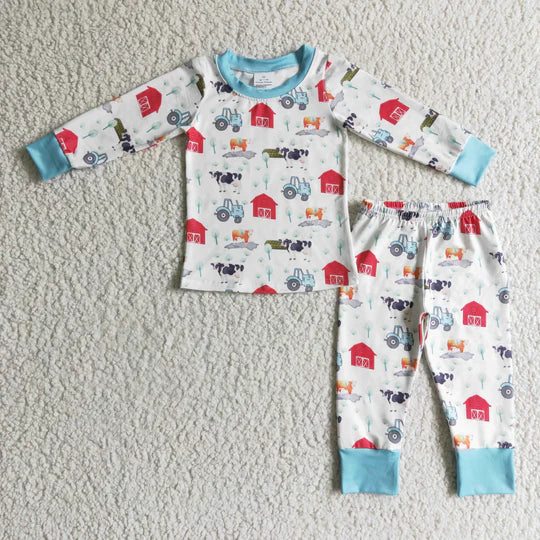 Boy farm long sleeve pajama set