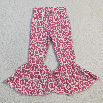 pink leopard bell bottom pants flare pant