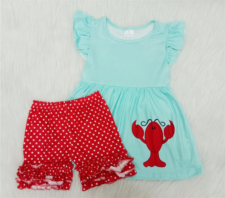 Lobster milk silk shorts set