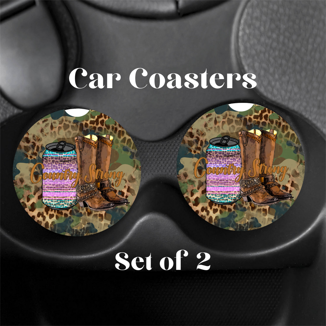 Country strong| Car coaster| Set of 2