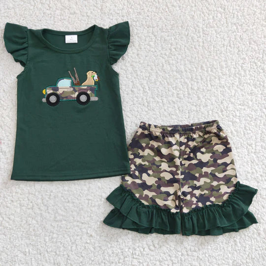 Girl camo embroidery summer outfit