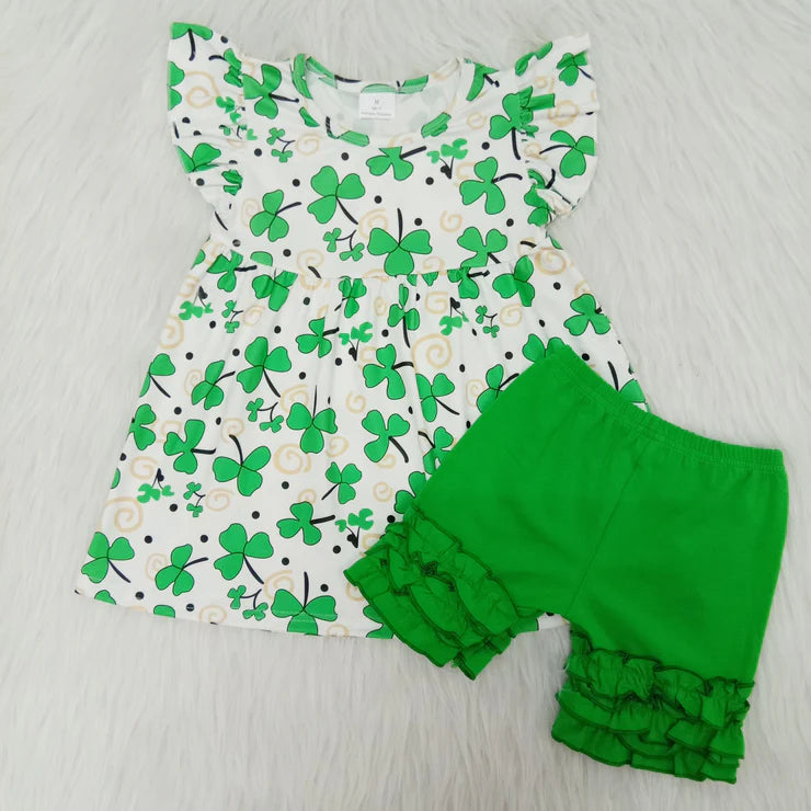 St. Patrick's Day green flutter sleeve set