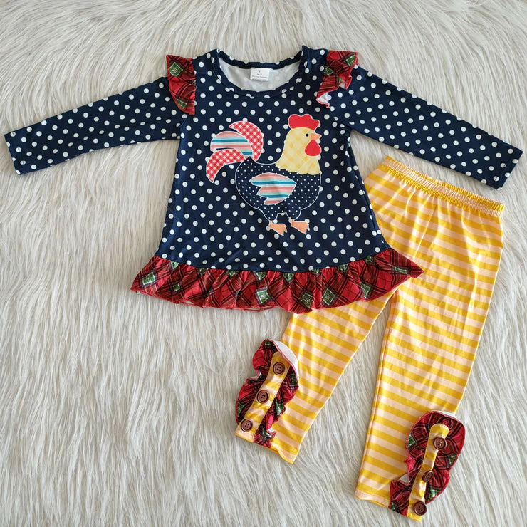 Girl navy winter rooster outfit