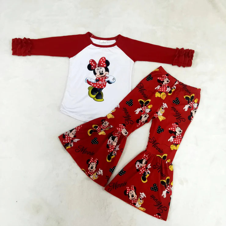 Girl mouse winter red long sleeve set