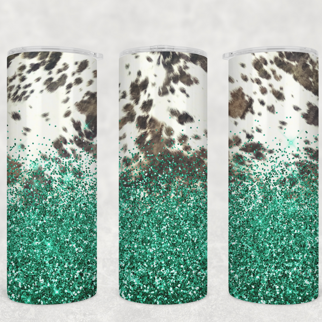 Cow teal glitter
