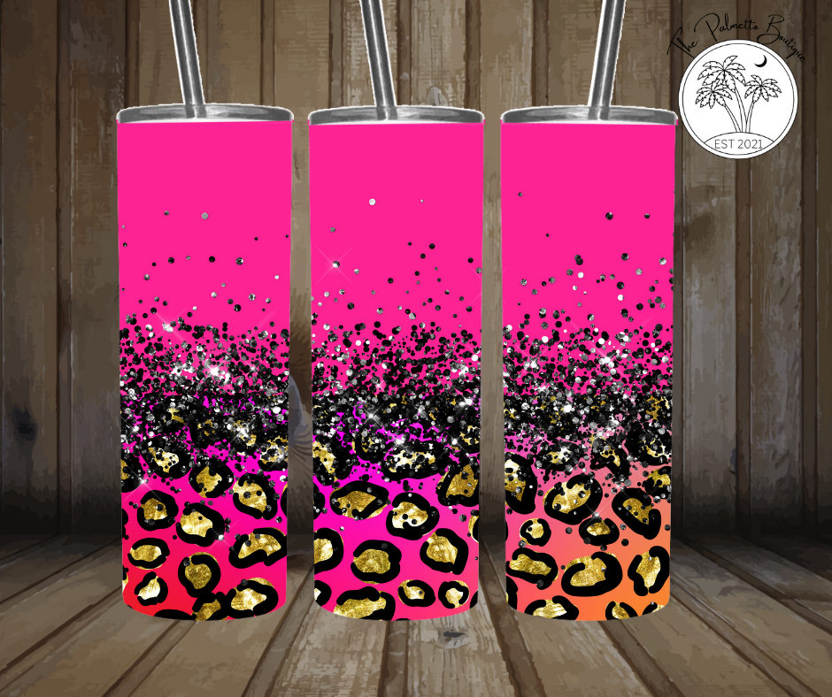 Pink glitter leopard bottom 20oz Tumbler