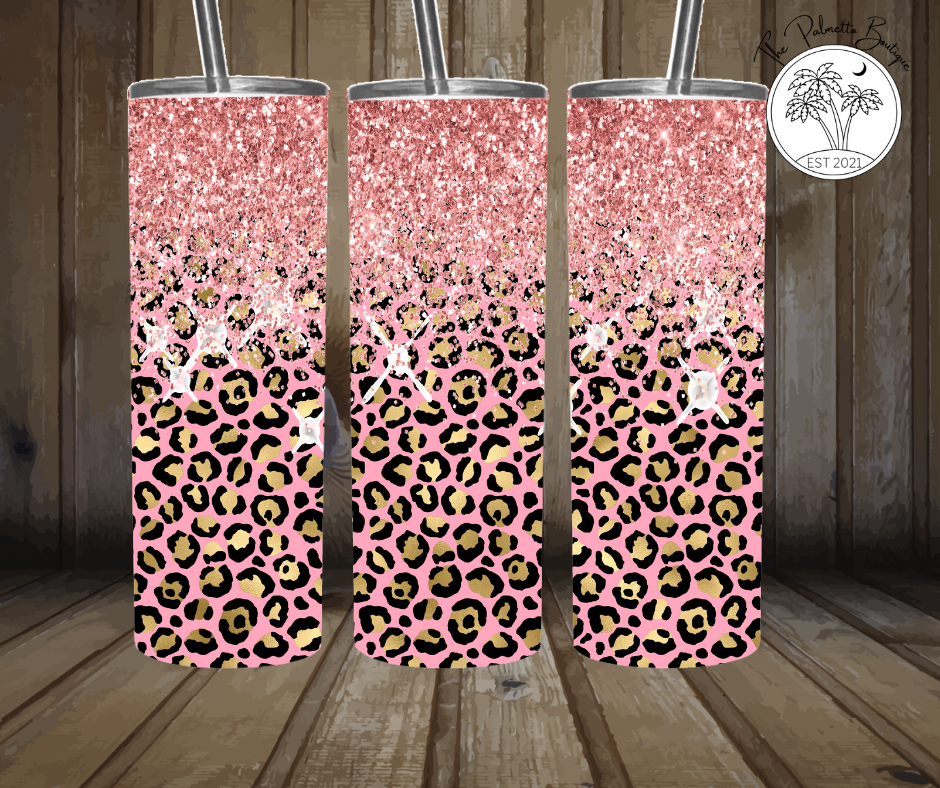 Pink leopard glitter 20oz Tumbler